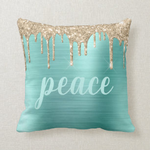 Coussin Parties scintillant de Noël Dripting Turquoise Ty
