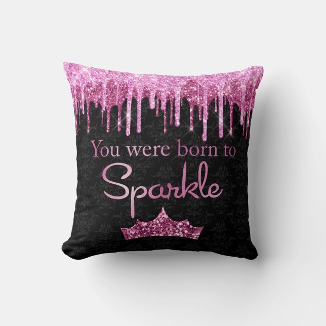 Coussin Parties scintillant de séchage rose noir Né à Spar (Recto)