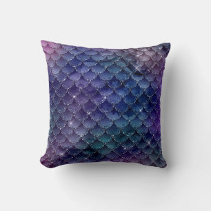 Coussin Parties scintillant de sirène violet et bleu