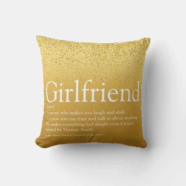 Coussin Parties scintillant d'or Glam meilleure amie jamai (Recto)