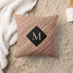 Coussin Parties scintillant d'or Luxe Monogram Stripes
