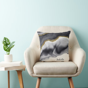 Coussin Parties scintillant d'or Noir Personnaliser