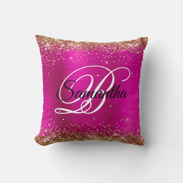 Coussin Parties scintillant d'or rose chaud huile Fancy Mo (Recto)