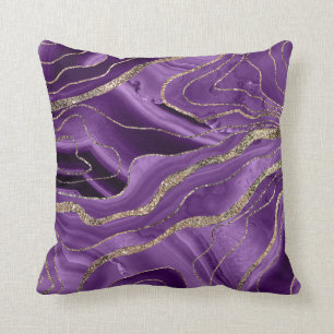 Coussin Parties scintillant dorée d'âge mauve Glam #1
