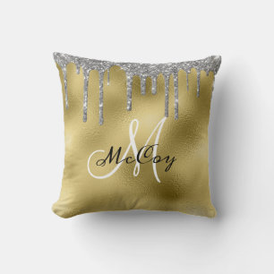 Coussin Parties scintillant en métal Turquoise argent Lect