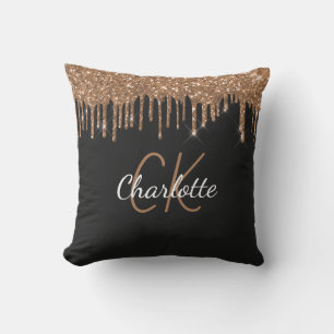 Coussin Parties scintillant en or noir goutte nom monogram
