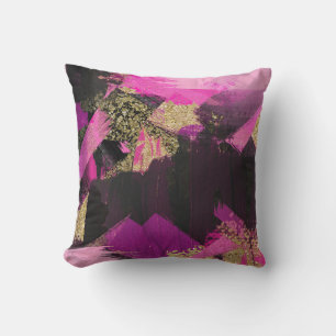 Coussin Parties scintillant en or noir rose Brush moderne 