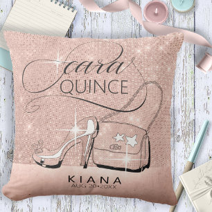 Coussin Parties scintillant et Shine Quinceanera Rose Gold