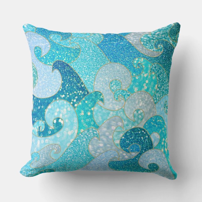 Coussin Parties scintillant Faux de Sirène Bleue Mer - Tur (Recto)