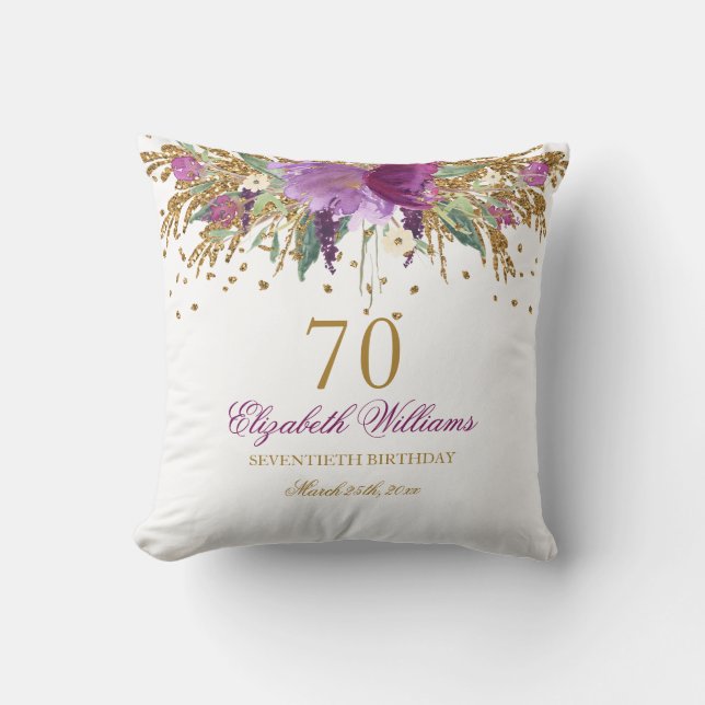 Coussin Parties scintillant florale étourdissant Améthyste (Recto)