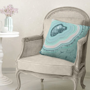 Coussin Parties scintillant Géode Agate ID Turquoise647