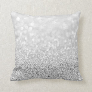Coussin Parties scintillant gris argenté brillant métalliq