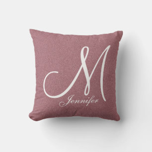 Coussin parties scintillant métallique or rose blanc Monog