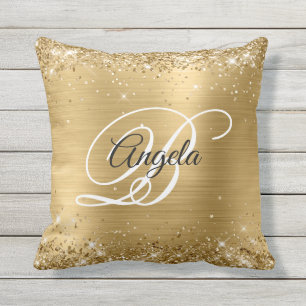 Coussin Parties scintillant or brillant Foil Fancy Monogra