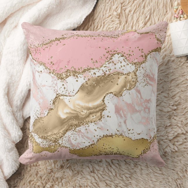 Coussin Parties scintillant or Marbre blanc rose (Couverture)