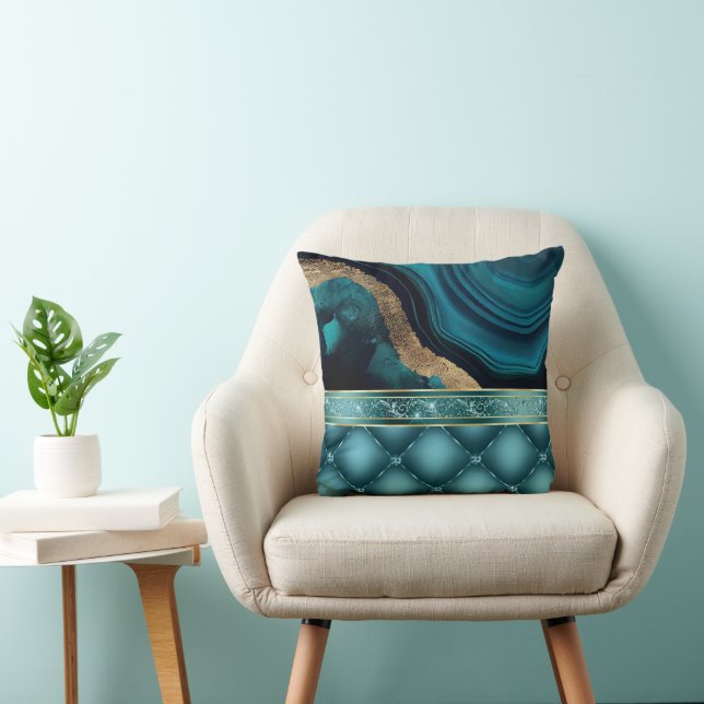 Coussin Parties scintillant or Turquoise Agate Marbre Diam (Chaise)