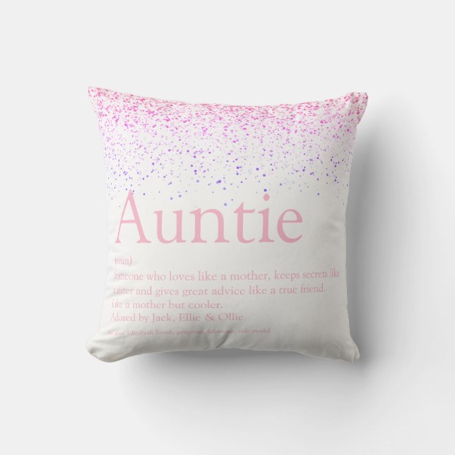 Coussin Parties scintillant rose Fun Fun Cool Tante Défini (Recto)