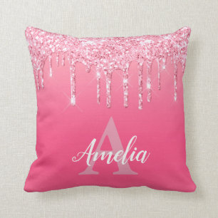Coussin Parties scintillant rose gouttes ajouter votre pro
