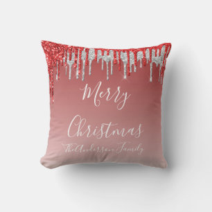 Coussin Parties scintillant rouge goutte Monogramme Joyeux