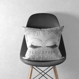 Coussin Parties scintillant Silver Grey Eyelashes Gris  ré
