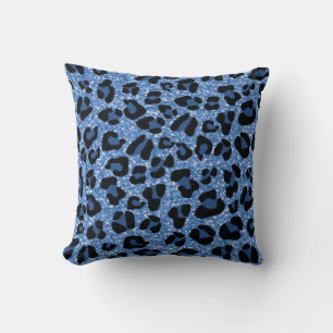 Coussin *~* Parties scintillant TURQUOISE Black Spot Leopa