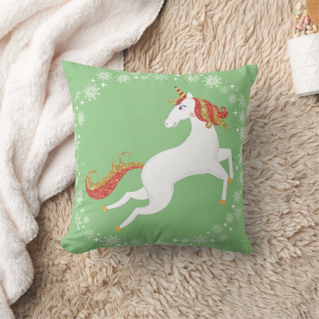 Coussin Parties scintillant Unicorne personnalisée Snowfla (Couverture)