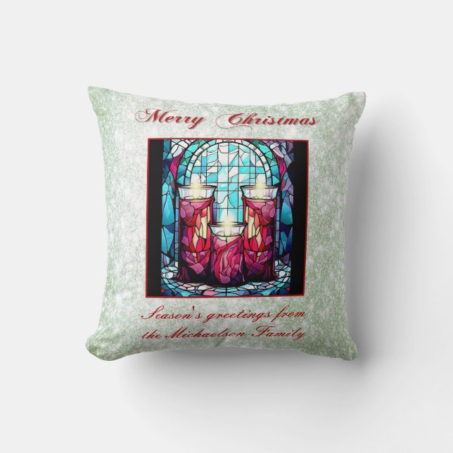 Coussin Parties scintillant verte Bougies en verre de Noël (Recto)