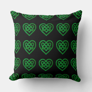 Coussin Parties scintillant verte Celtic Heart Knot Motif 