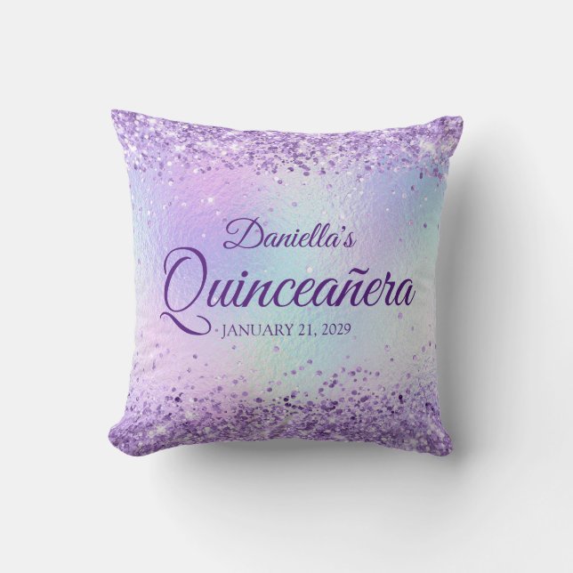 Coussin Parties scintillant violette Pale Iridescente Quin (Recto)