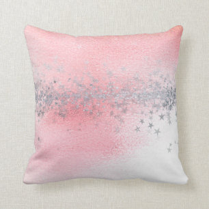 Coussin Parties scintillantes blanches en pastel d'étoile