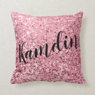 Coussin Parties scintillantes roses personnalisées d'or de