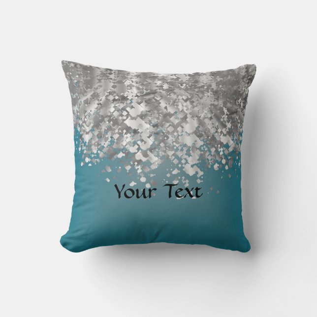 Coussin Parties scintillantes turquoises de bleu et de (Recto)