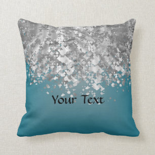 Coussin Parties scintillantes turquoises de bleu et de
