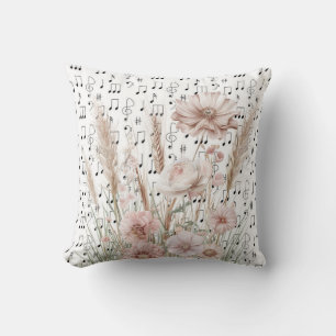 Coussin Partition vintage avec Fleurs sauvages Pony Rose
