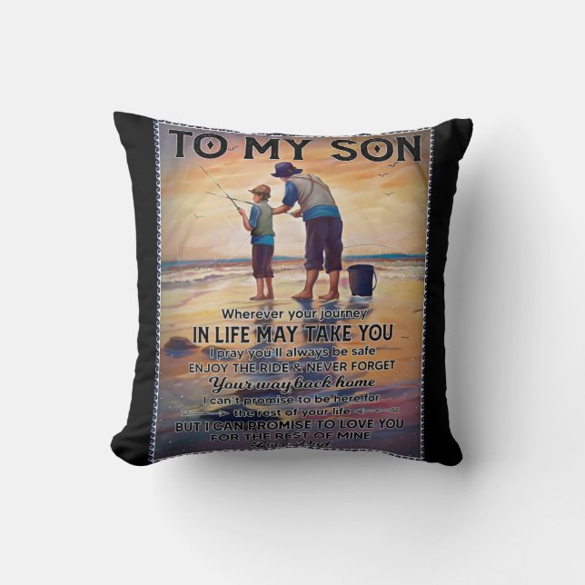 Coussin Partout Où Votre Voyage Dans La Vie-Pêche Papa À S (Recto)