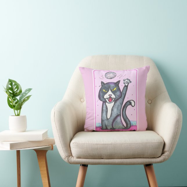 Coussin Party On Disco Ball Cat Cartoon Fun Art (Chaise)