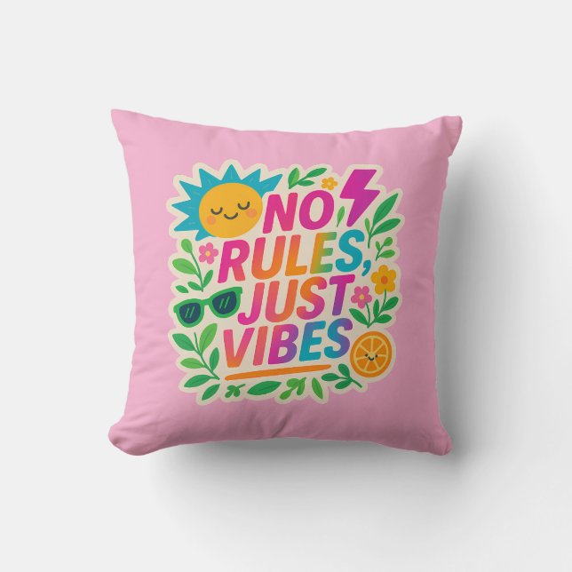 Coussin Pas de règles Vibes - Neon Gradient Kawaii-Punk Ty (Recto)