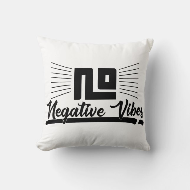 Coussin Pas de vibrations négatives Image graphique noire  (Recto)