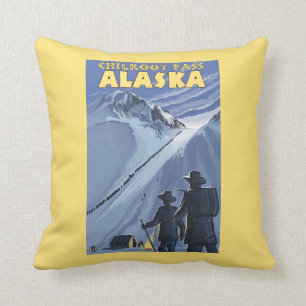 Coussin Passage de Chilkoot, mineurs d'or de l'Alaska
