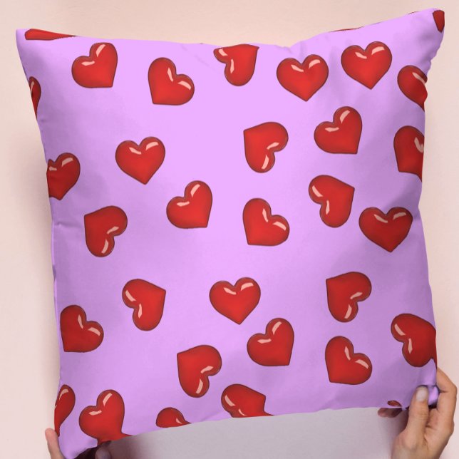 Coussin passion amour chic Coeur rouge motif sur violet do (Créateur téléchargé)