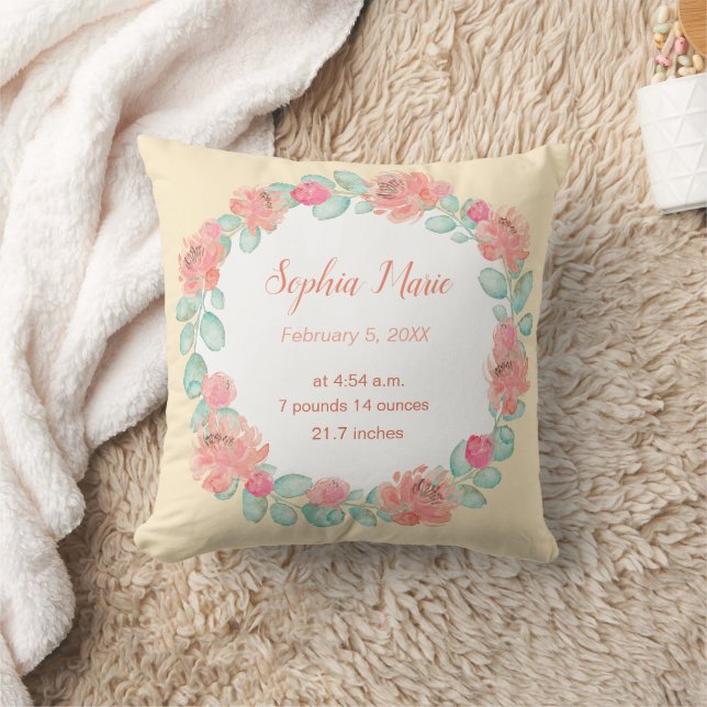 Coussin Pastel Aquarelle Floral Baby Girl Statistiques de  (Couverture)