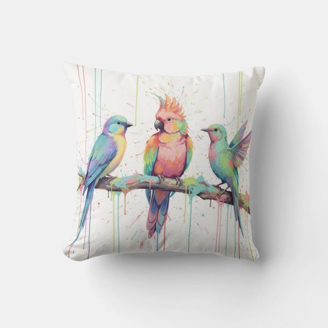 Coussin Pastel birds Throw Cushion (Recto)