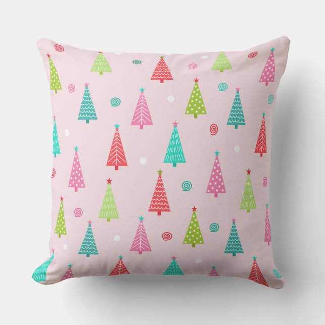 Coussin Pastel Christmas Tree Throw Pillow  (Recto)