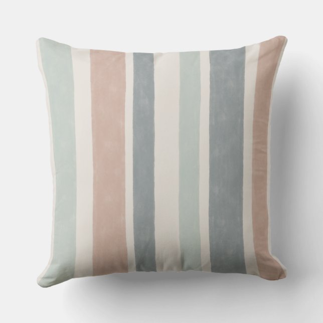 Coussin Pastel Coastal Stripes Pattern  Soft Beachy Lines (Verso)