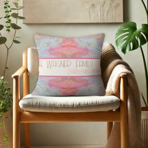 Coussin Pastel coloré Nom personnalisé Date Abstraite
