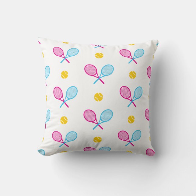 Coussin Pastel Croisé raquettes de tennis blanc (Recto)
