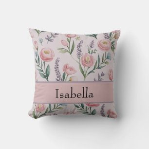 Coussin Pastel Doux personnalisé Roses Floraux & Tulipes