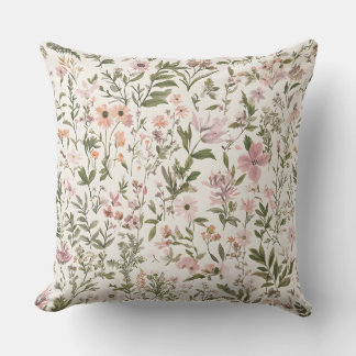 Coussin Pastel Elegant violet \ Fleurs sauvages roses