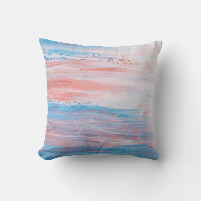 Coussin *~* Pastel en mousse de plage Abstrait Peach Turqu (Recto)