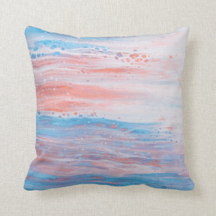 Coussin *~* Pastel en mousse de plage Abstrait Peach Turqu